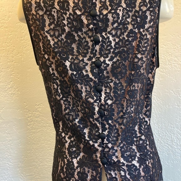 DONNA RICCO Y2K VTG Lace Black sleeveless top SZ 14 - Picture 4 of 6